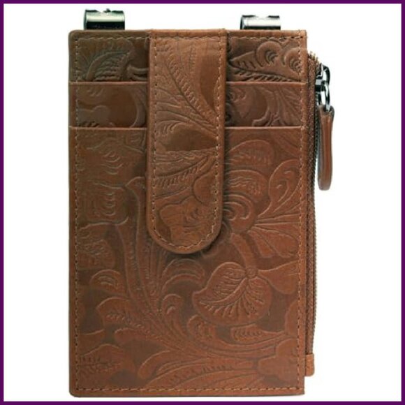 RFID Blocking Boot Wallet with Security Chain & Zipper Lock - Genuine Leather - Picture 5 of 6